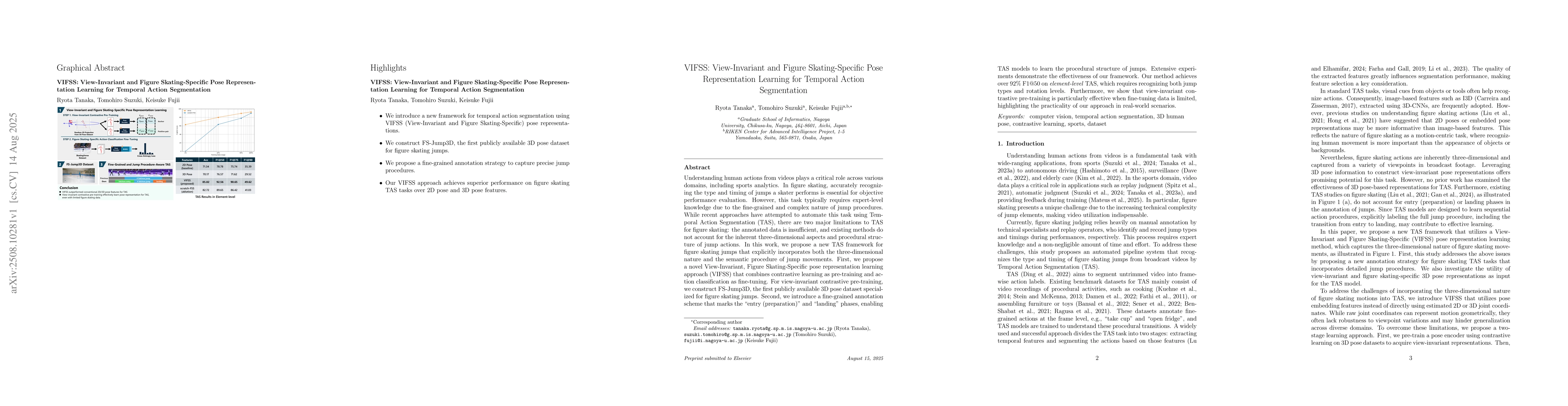 Thumbnail for VIFSS: View-Invariant and Figure Skating-Specific Pose Representation
  Learning for Temporal Action Segmentation