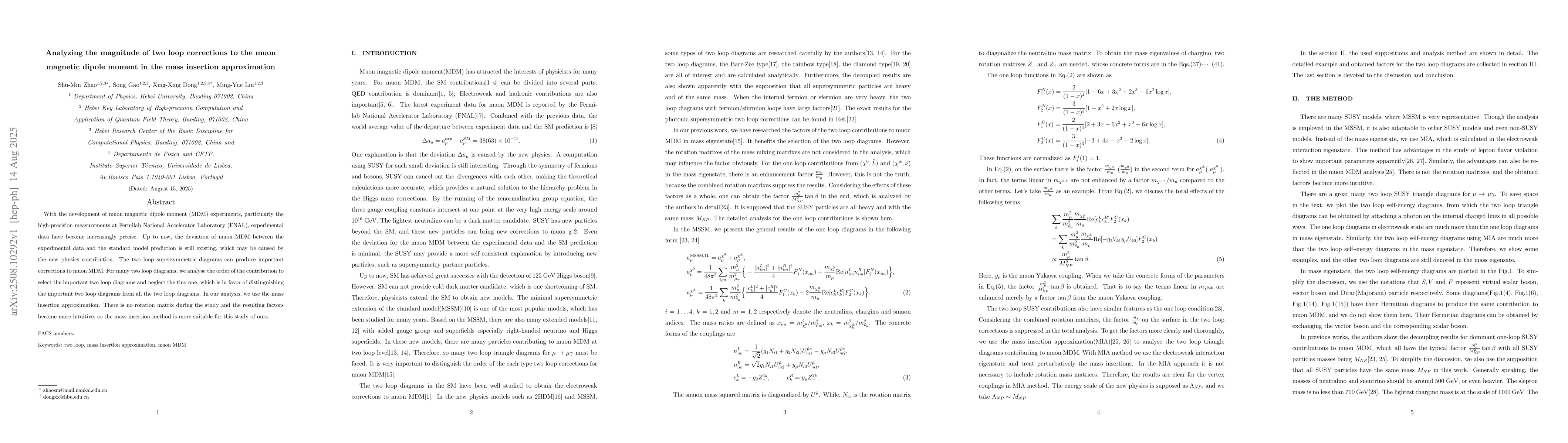 Thumbnail for Analyzing the magnitude of two loop corrections to the muon magnetic
  dipole moment in the mass insertion approximation