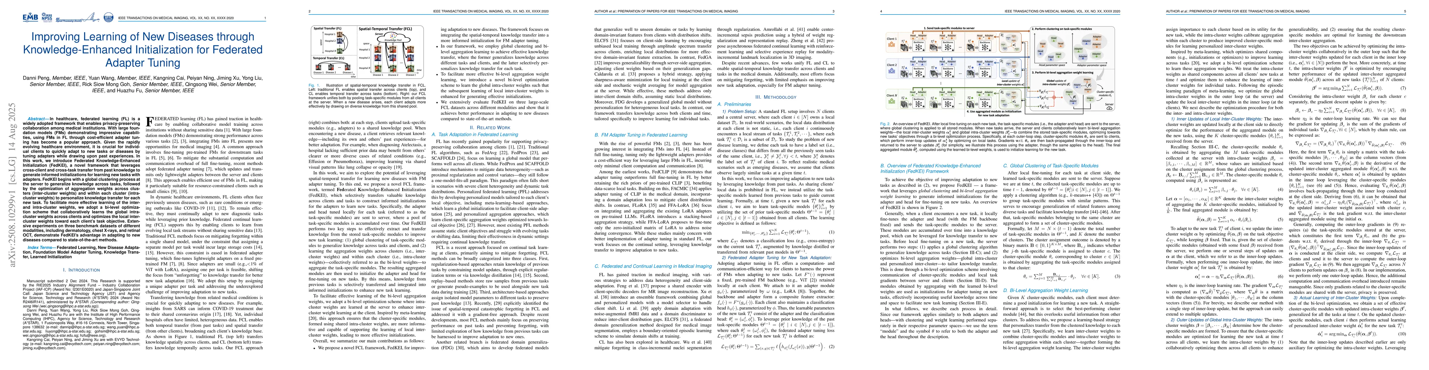 Thumbnail for Improving Learning of New Diseases through Knowledge-Enhanced
  Initialization for Federated Adapter Tuning