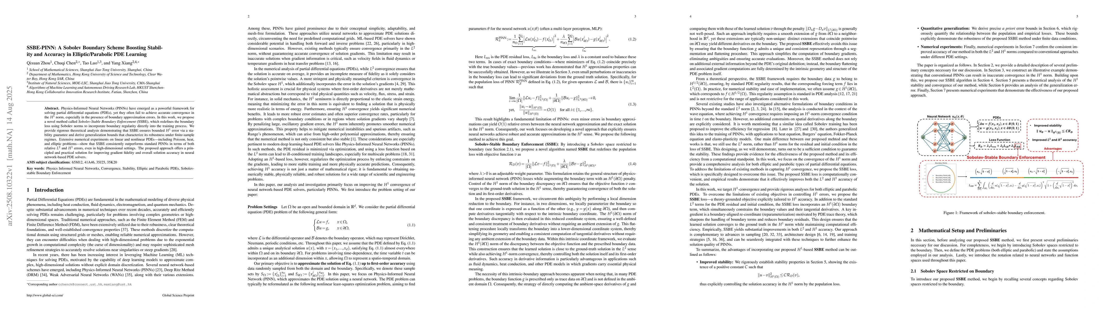 Thumbnail for SSBE-PINN: A Sobolev Boundary Scheme Boosting Stability and Accuracy in
  Elliptic/Parabolic PDE Learning