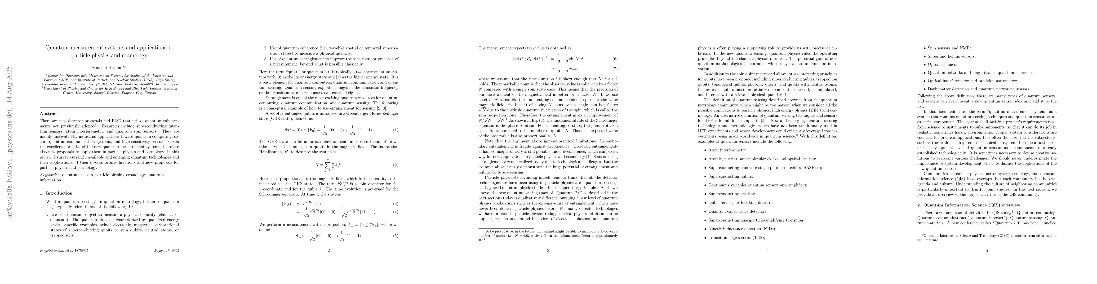 Thumbnail for Quantum measurement systems and applications to particle physics and
  cosmology