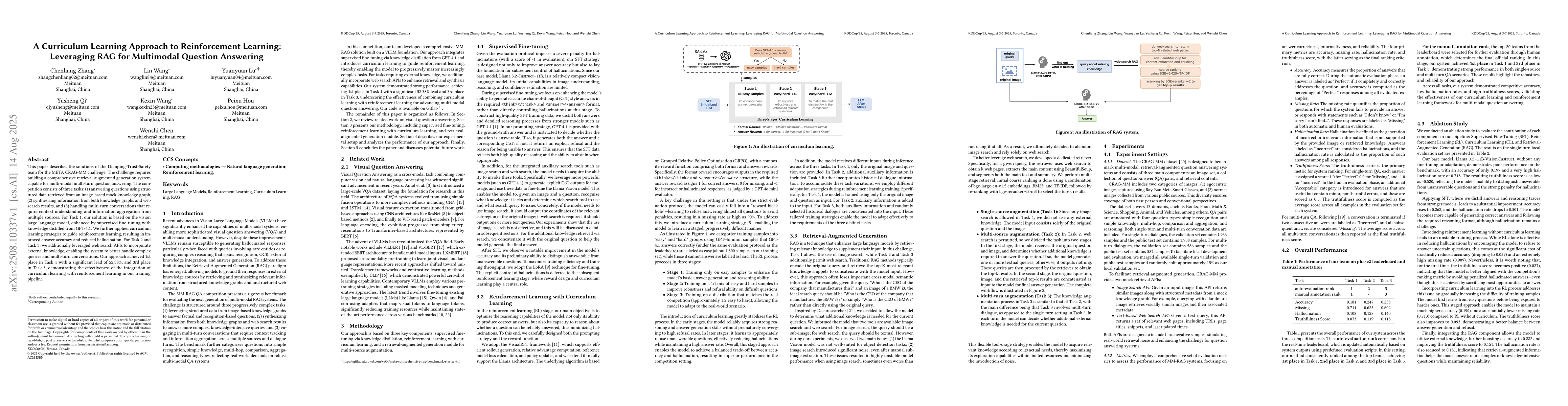 Thumbnail for A Curriculum Learning Approach to Reinforcement Learning: Leveraging RAG
  for Multimodal Question Answering