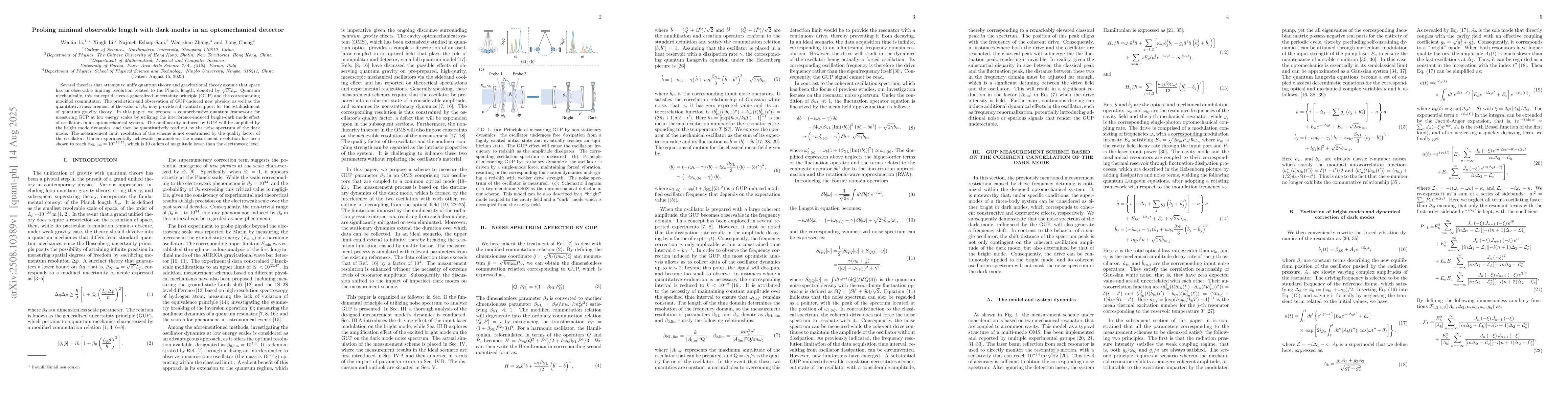 Thumbnail for Probing minimal observable length with dark modes in an optomechanical
  detector