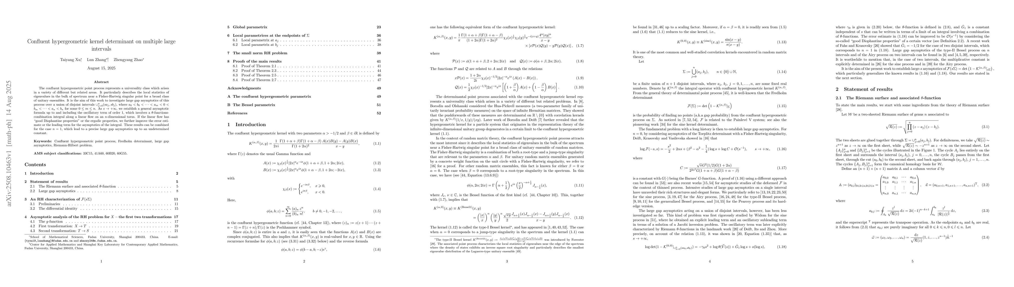 Thumbnail for Confluent hypergeometric kernel determinant on multiple large intervals