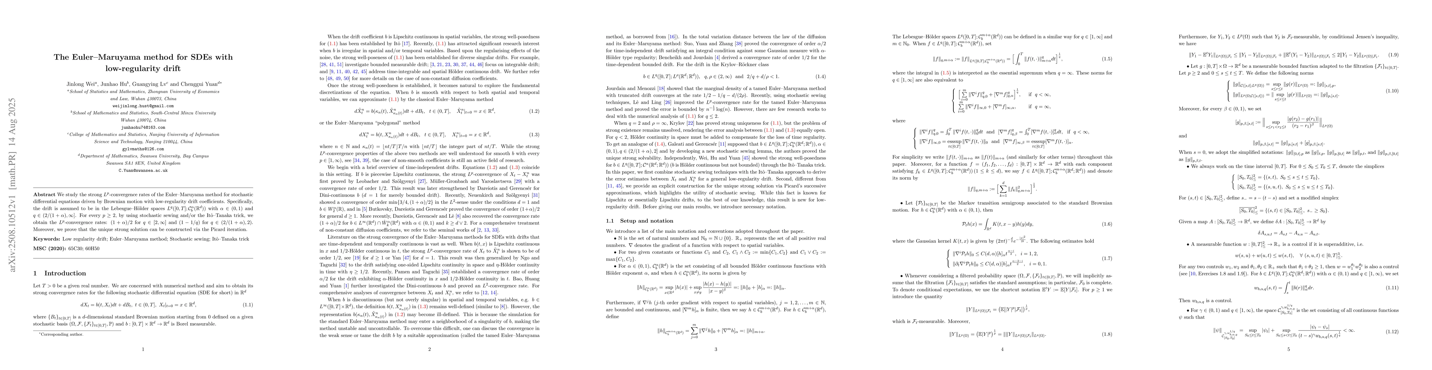 Thumbnail for The Euler-Maruyama method for SDEs with low-regularity drift