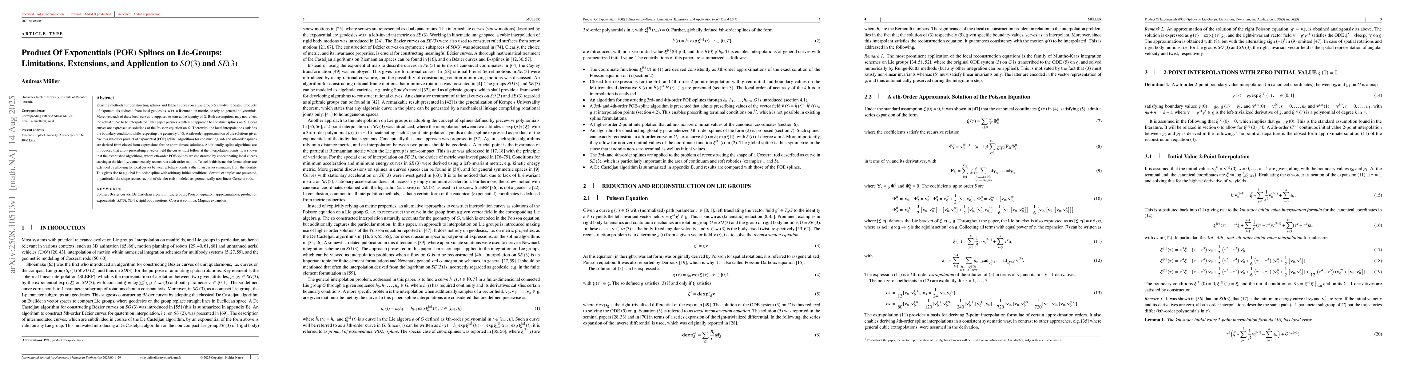 Thumbnail for Product Of Exponentials (POE) Splines on Lie-Groups: Limitations,
  Extensions, and Application to SO(3) and SE(3)