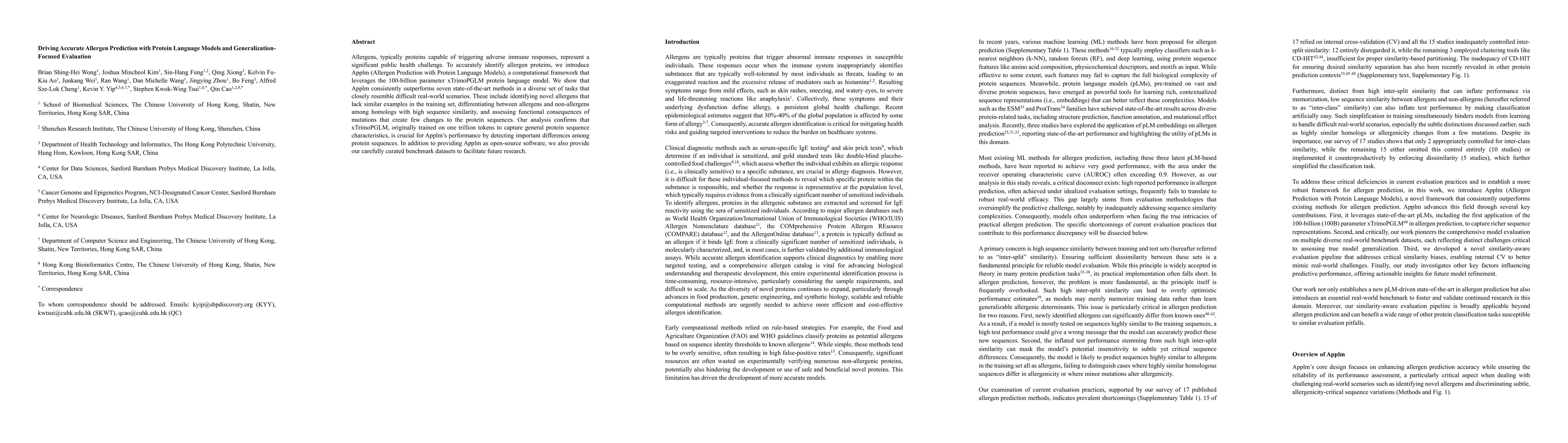 Thumbnail for Driving Accurate Allergen Prediction with Protein Language Models and
  Generalization-Focused Evaluation