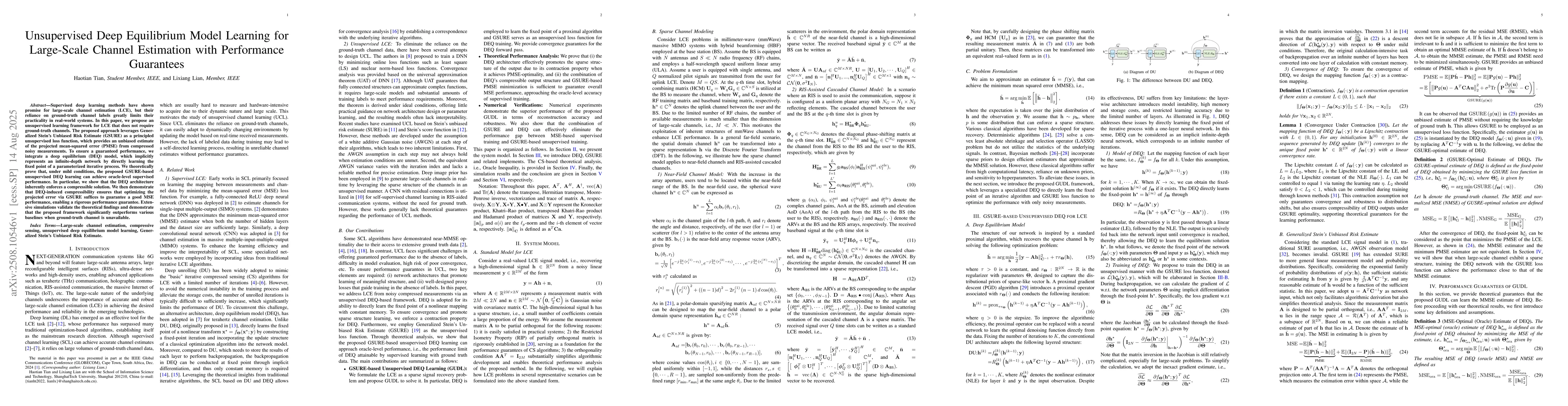 Thumbnail for Unsupervised Deep Equilibrium Model Learning for Large-Scale Channel
  Estimation with Performance Guarantees