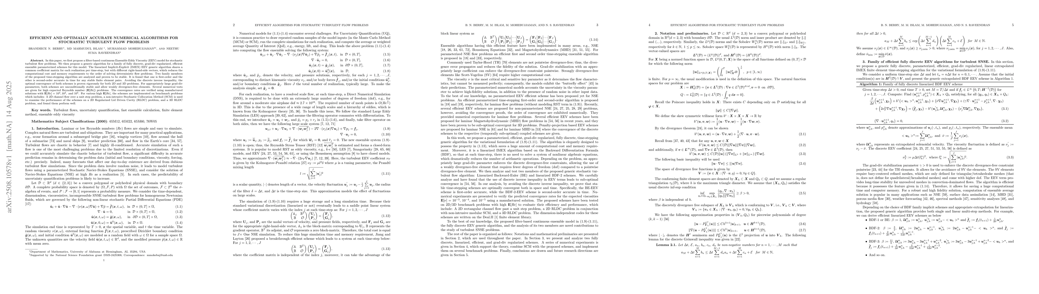 Thumbnail for Efficient and Optimally Accurate Numerical Algorithms for Stochastic
  Turbulent Flow Problems