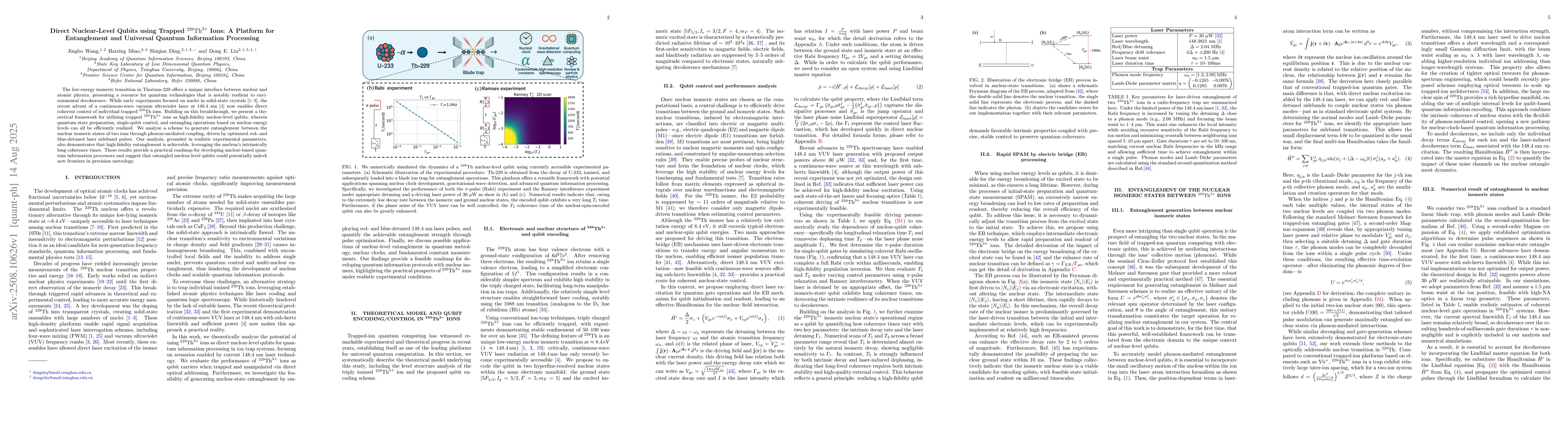 Thumbnail for Direct Nuclear-Level Qubits using Trapped Th-229 Ions: A Platform for
  Entanglement and Universal Quantum Information Processing