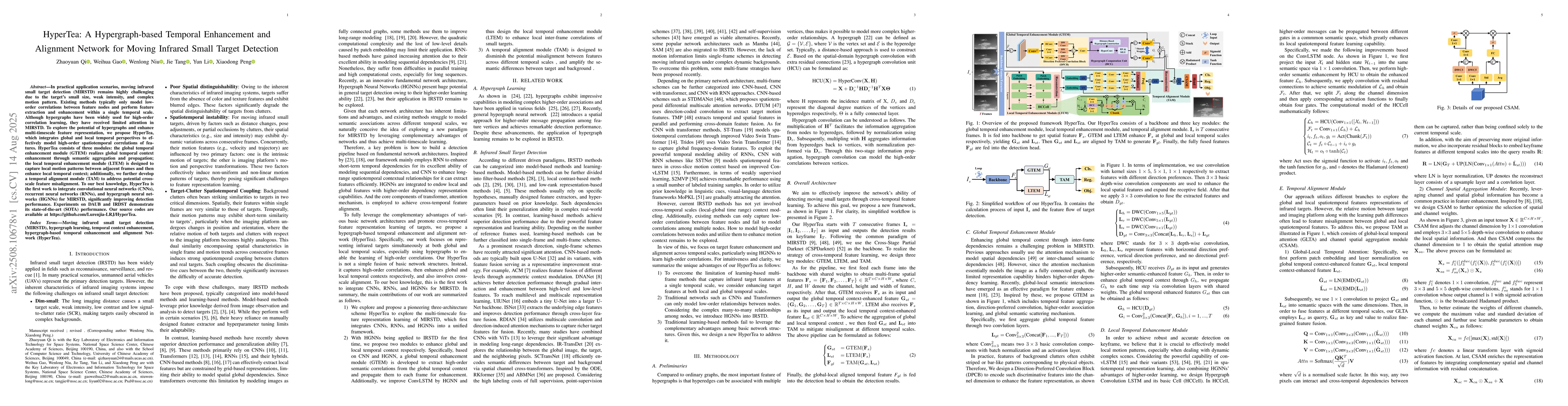 Thumbnail for HyperTea: A Hypergraph-based Temporal Enhancement and Alignment Network
  for Moving Infrared Small Target Detection