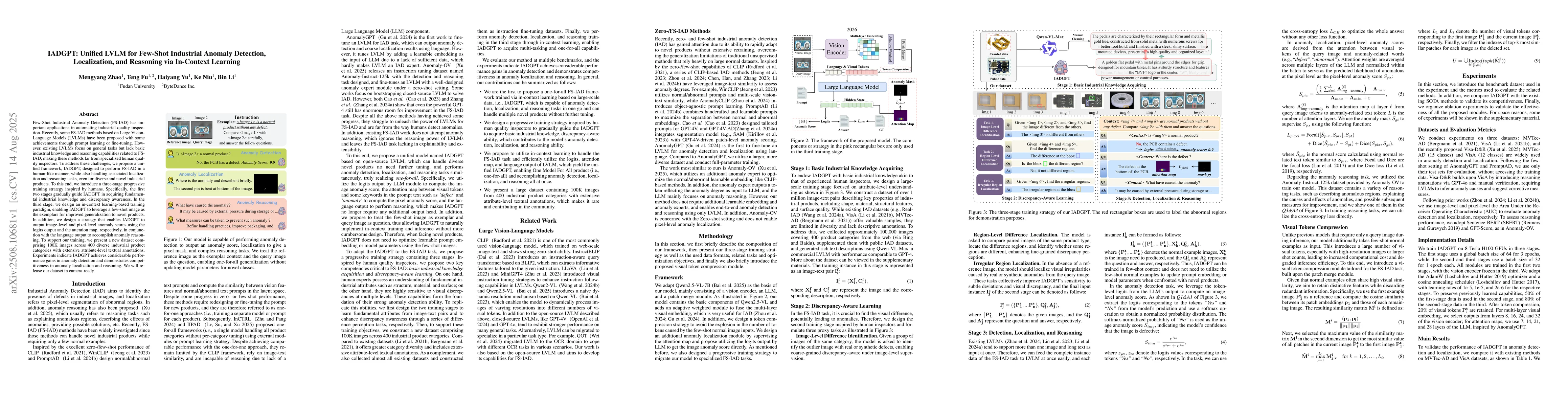 Thumbnail for IADGPT: Unified LVLM for Few-Shot Industrial Anomaly Detection,
  Localization, and Reasoning via In-Context Learning