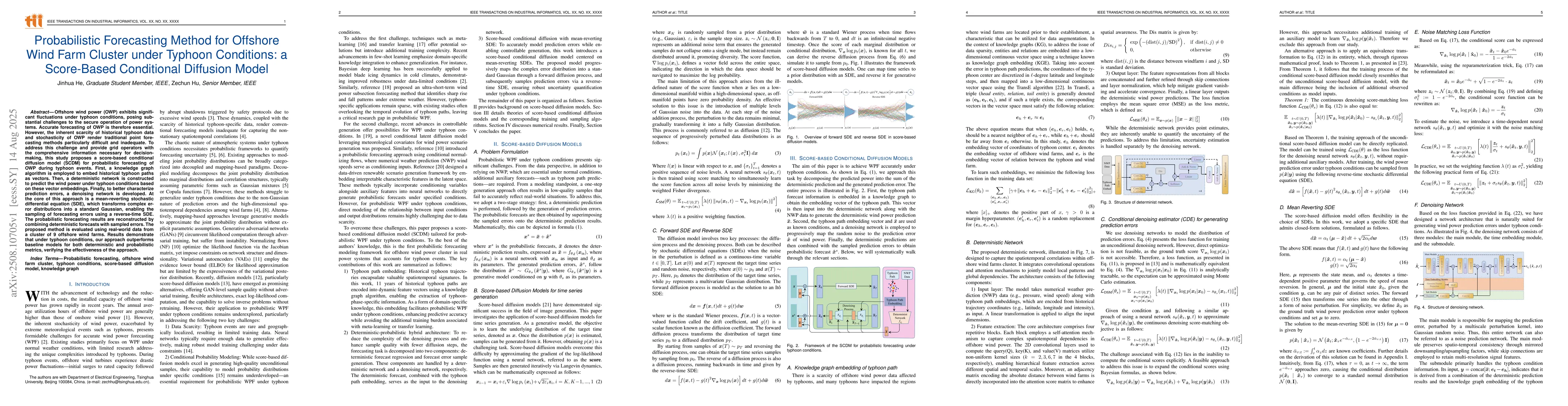 Thumbnail for Probabilistic Forecasting Method for Offshore Wind Farm Cluster under
  Typhoon Conditions: a Score-Based Conditional Diffusion Model