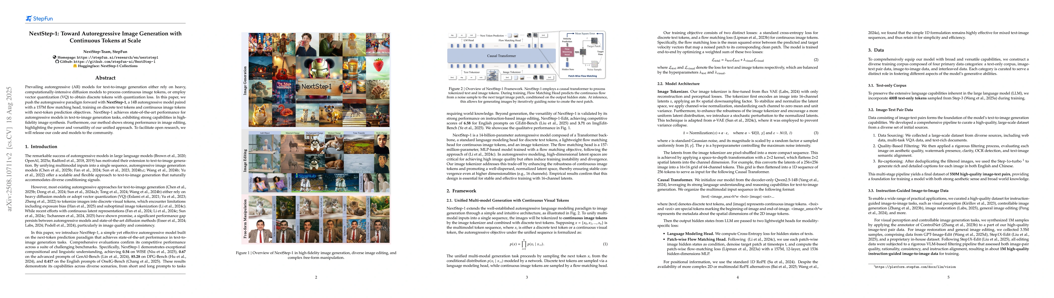 Thumbnail for NextStep-1: Toward Autoregressive Image Generation with Continuous
  Tokens at Scale
