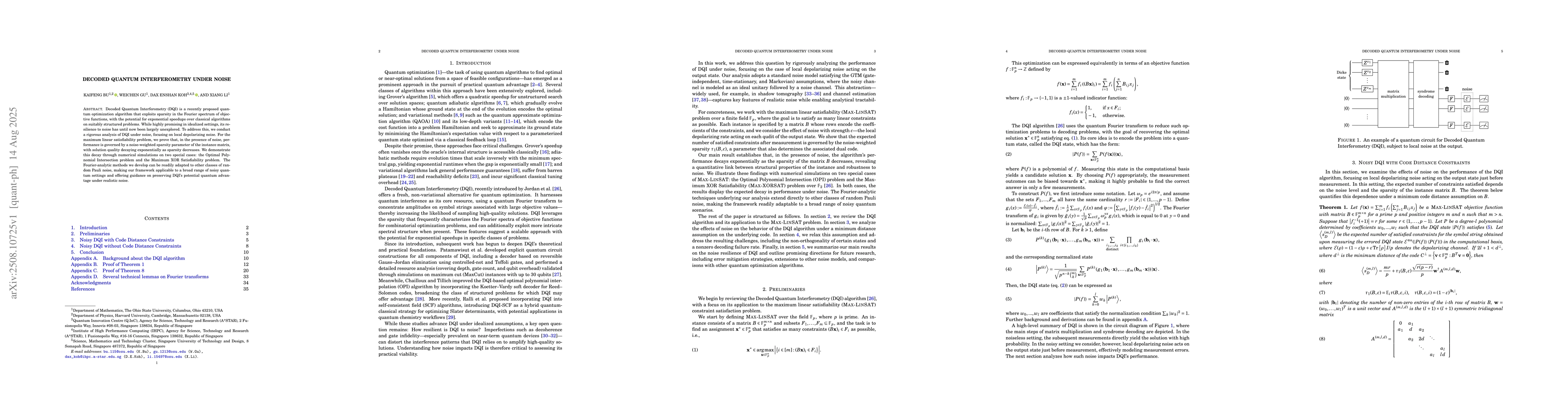 Thumbnail for Decoded Quantum Interferometry Under Noise