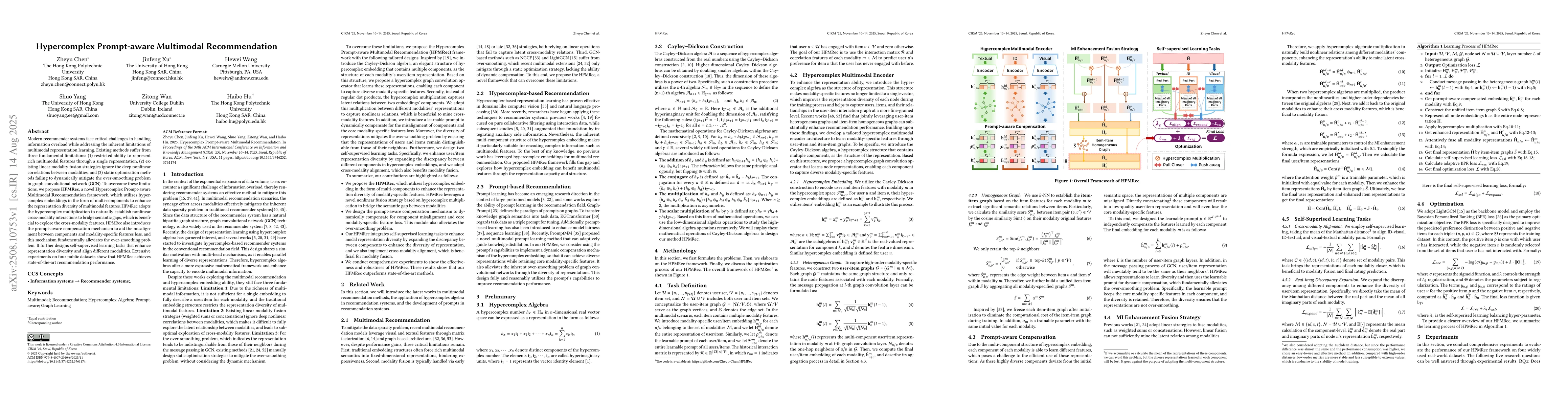 Thumbnail for Hypercomplex Prompt-aware Multimodal Recommendation