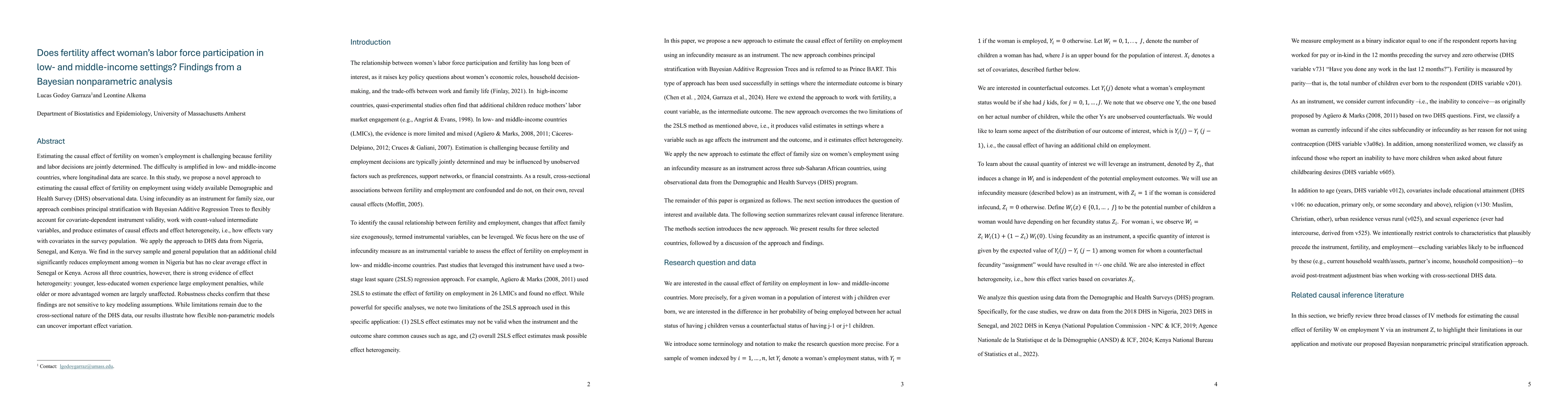 Thumbnail for Does fertility affect woman's labor force participation in low- and
  middle-income settings? Findings from a Bayesian nonparametric analysis