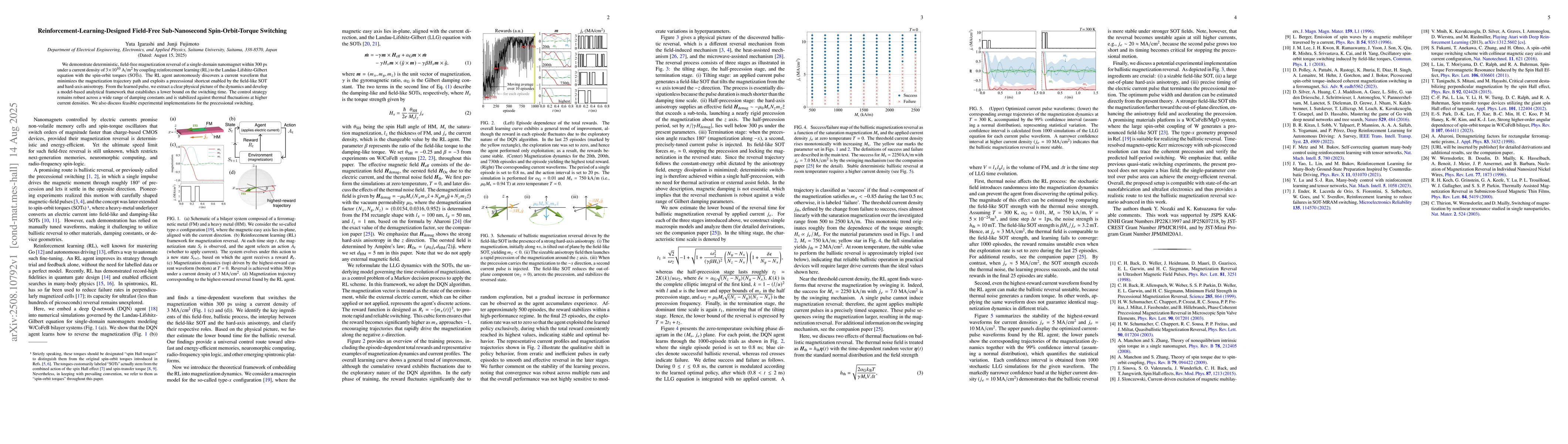 Thumbnail for Reinforcement-Learning-Designed Field-Free Sub-Nanosecond
  Spin-Orbit-Torque Switching