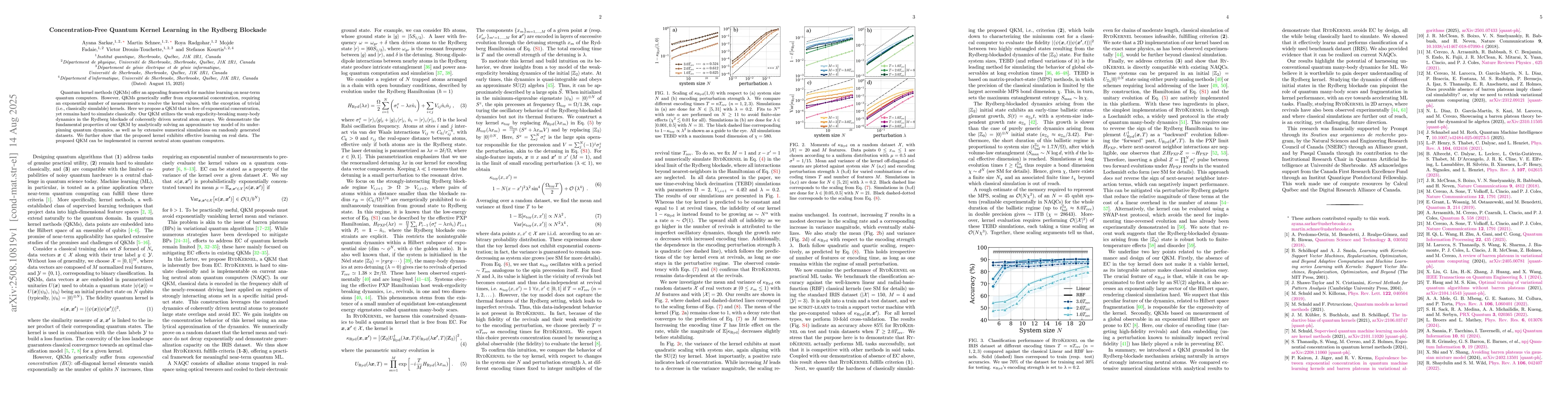 Thumbnail for Concentration-Free Quantum Kernel Learning in the Rydberg Blockade
