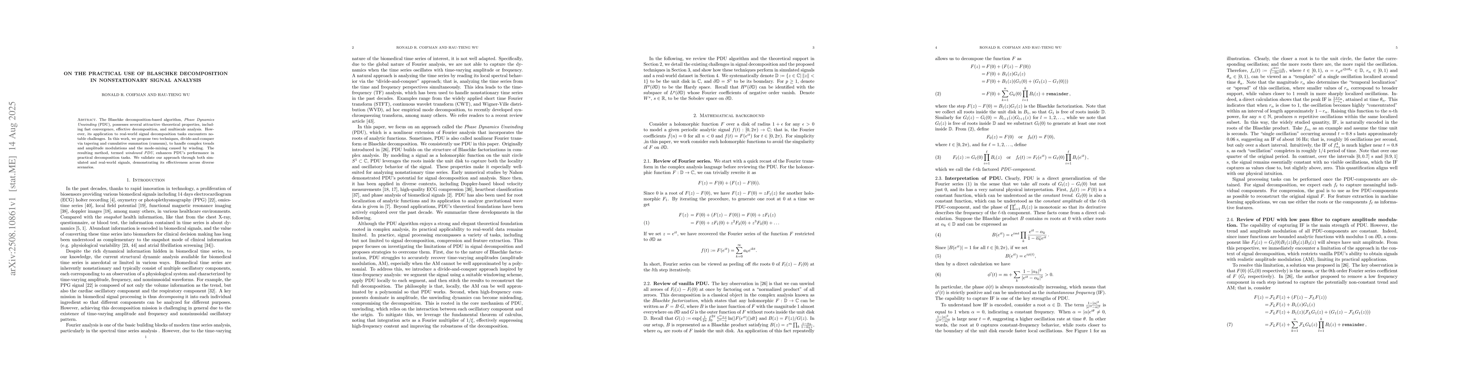 Thumbnail for On the Practical Use of Blaschke Decomposition in Nonstationary Signal
  Analysis