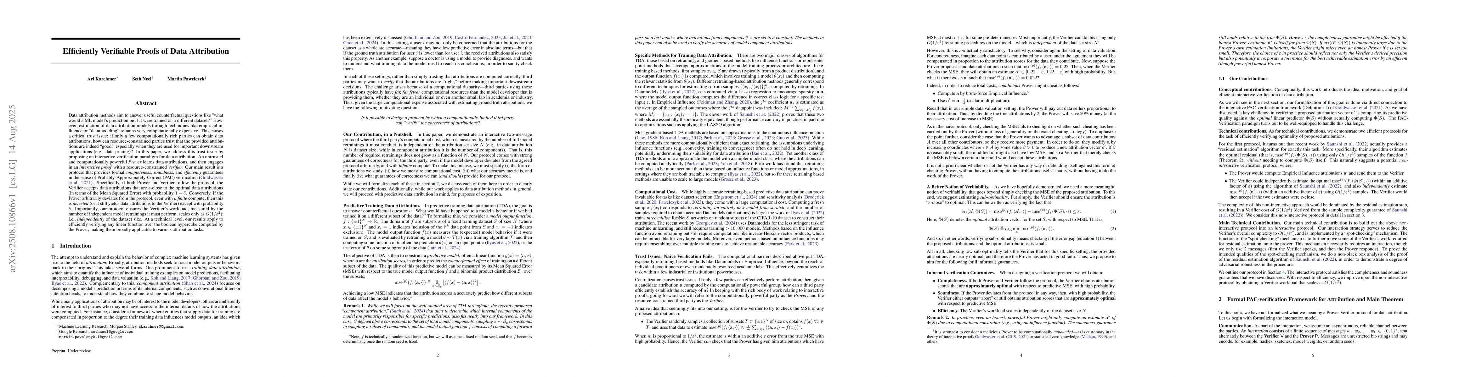 Thumbnail for Efficiently Verifiable Proofs of Data Attribution