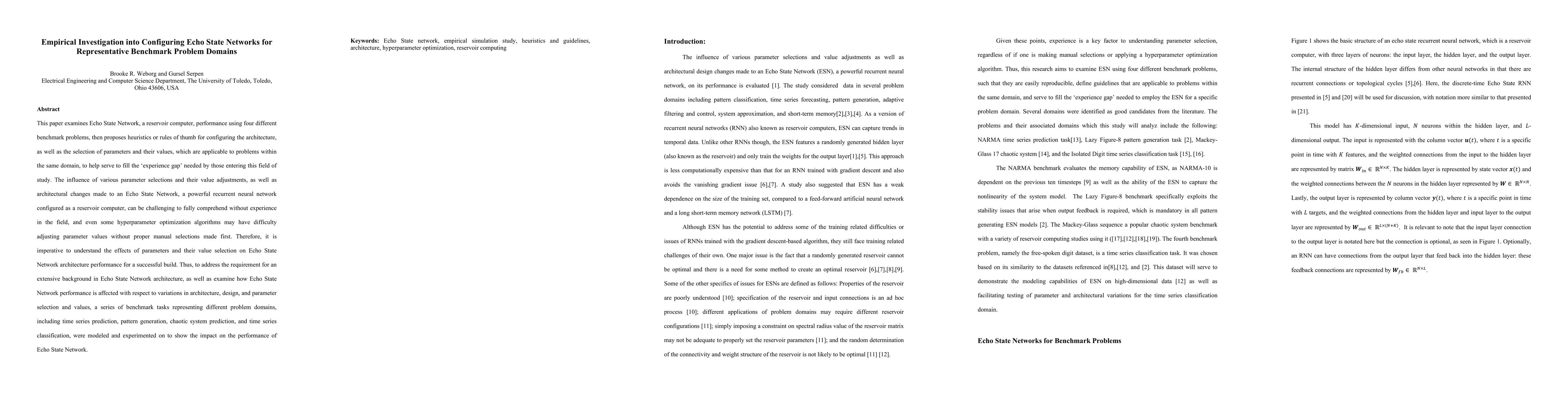 Thumbnail for Empirical Investigation into Configuring Echo State Networks for
  Representative Benchmark Problem Domains