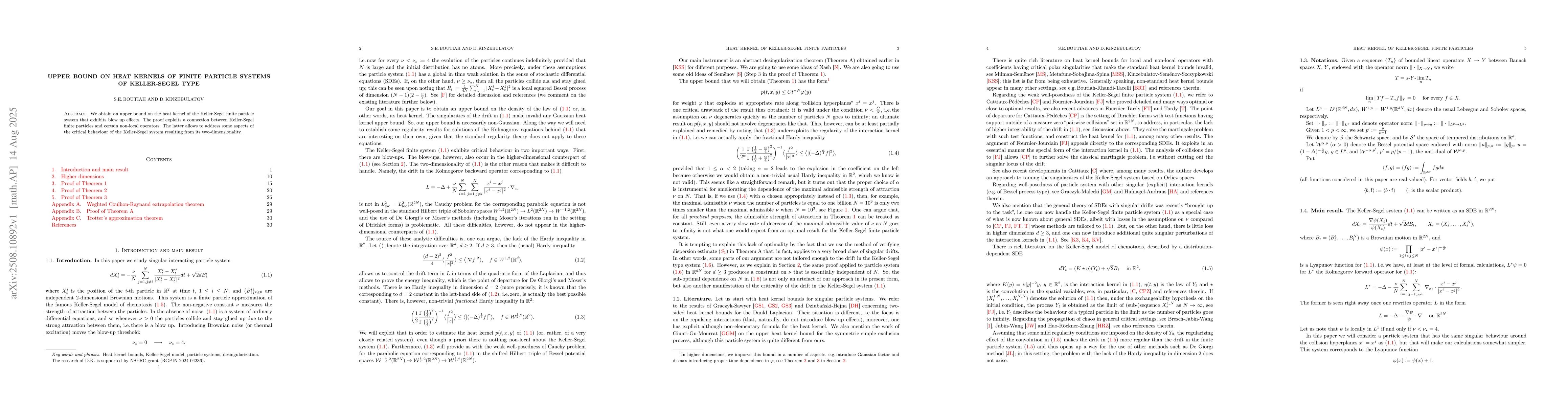 Thumbnail for Upper bound on heat kernels of finite particle systems of Keller-Segel
  type