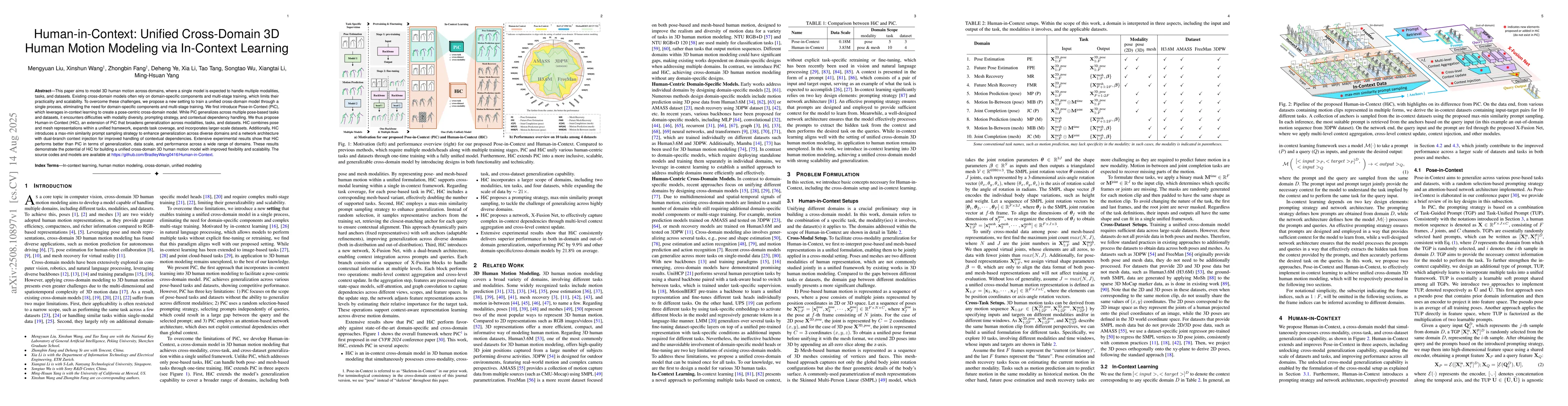Thumbnail for Human-in-Context: Unified Cross-Domain 3D Human Motion Modeling via
  In-Context Learning