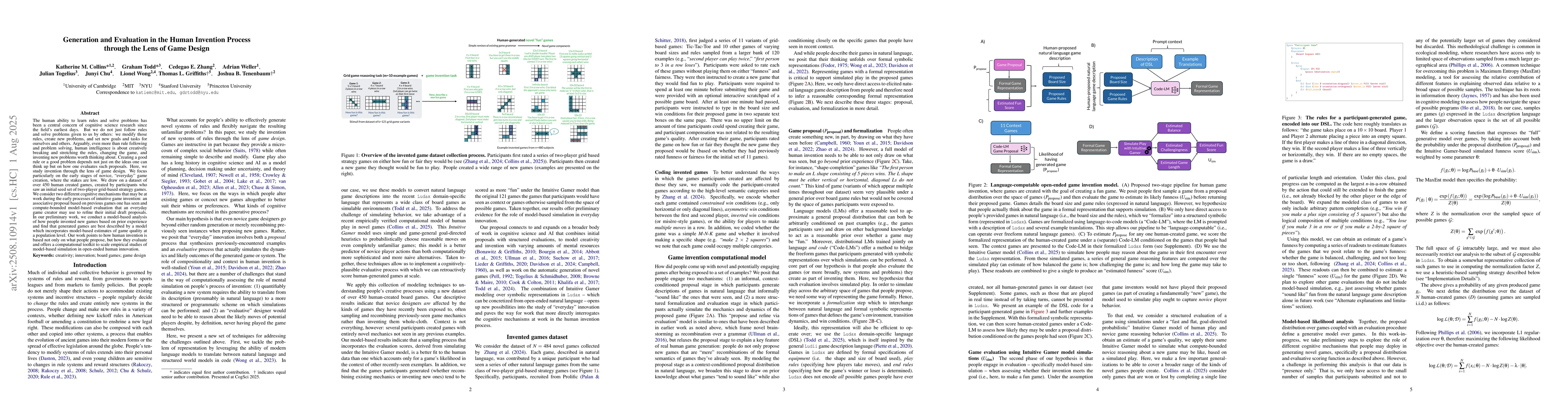Thumbnail for Generation and Evaluation in the Human Invention Process through the
  Lens of Game Design
