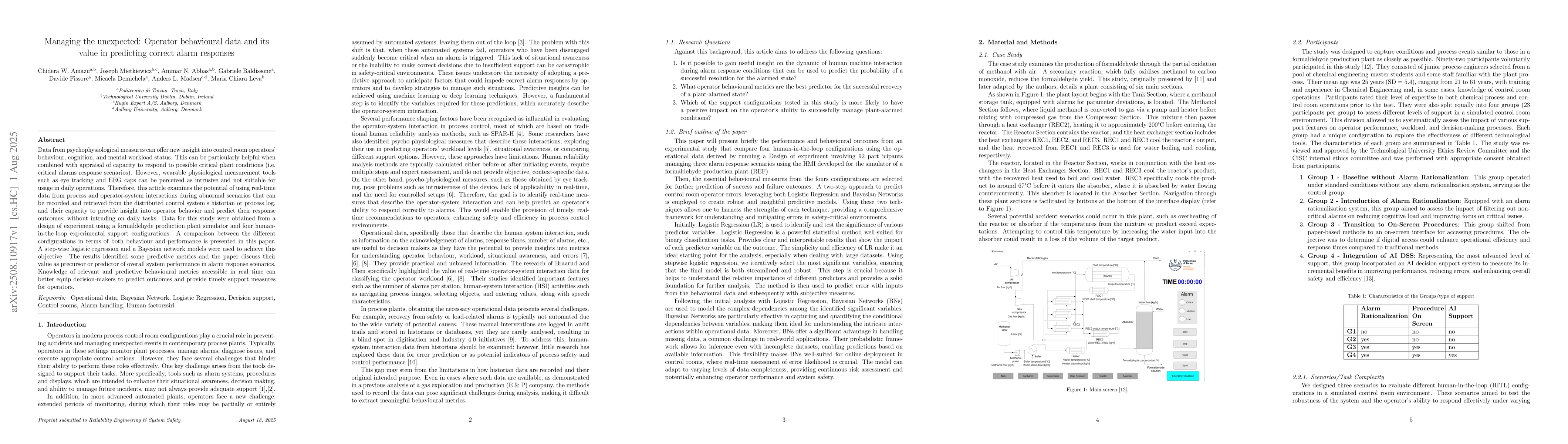 Thumbnail for Managing the unexpected: Operator behavioural data and its value in
  predicting correct alarm responses