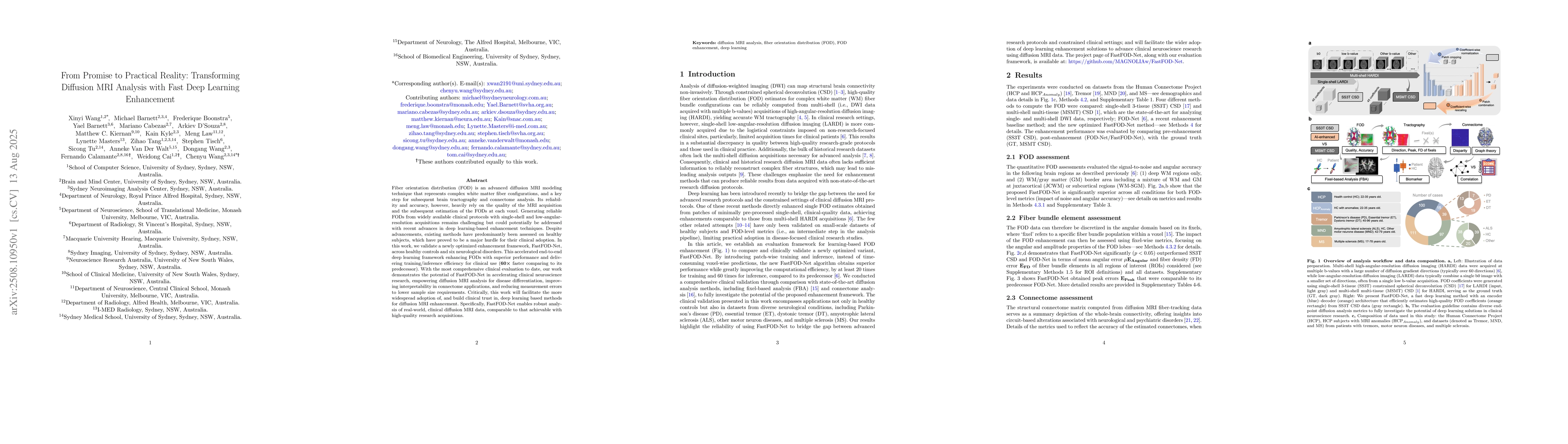 Thumbnail for From Promise to Practical Reality: Transforming Diffusion MRI Analysis
  with Fast Deep Learning Enhancement