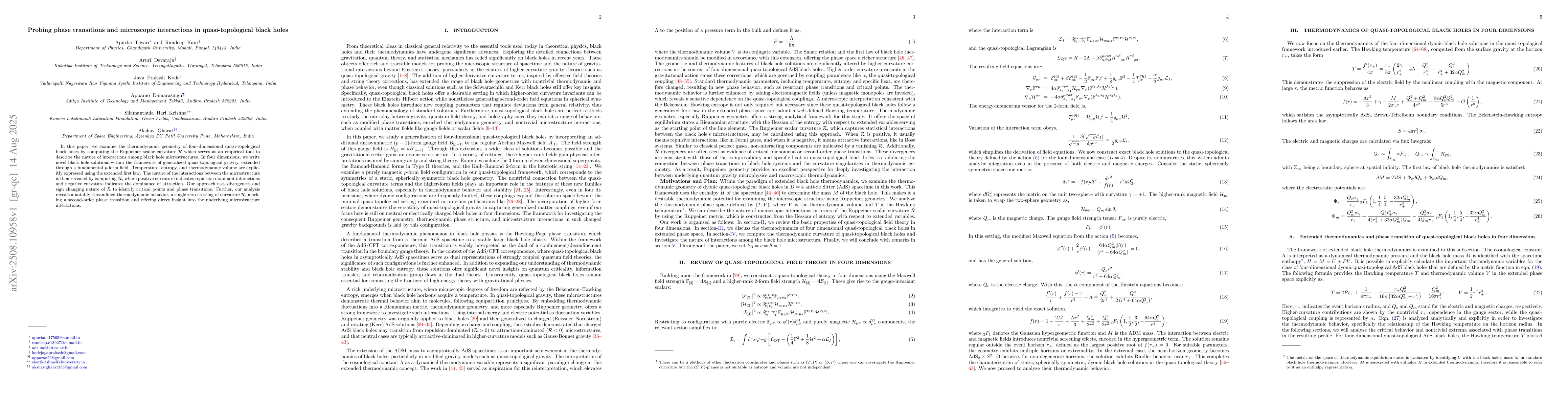 Thumbnail for Probing phase transitions and microscopic interactions in
  quasi-topological black holes