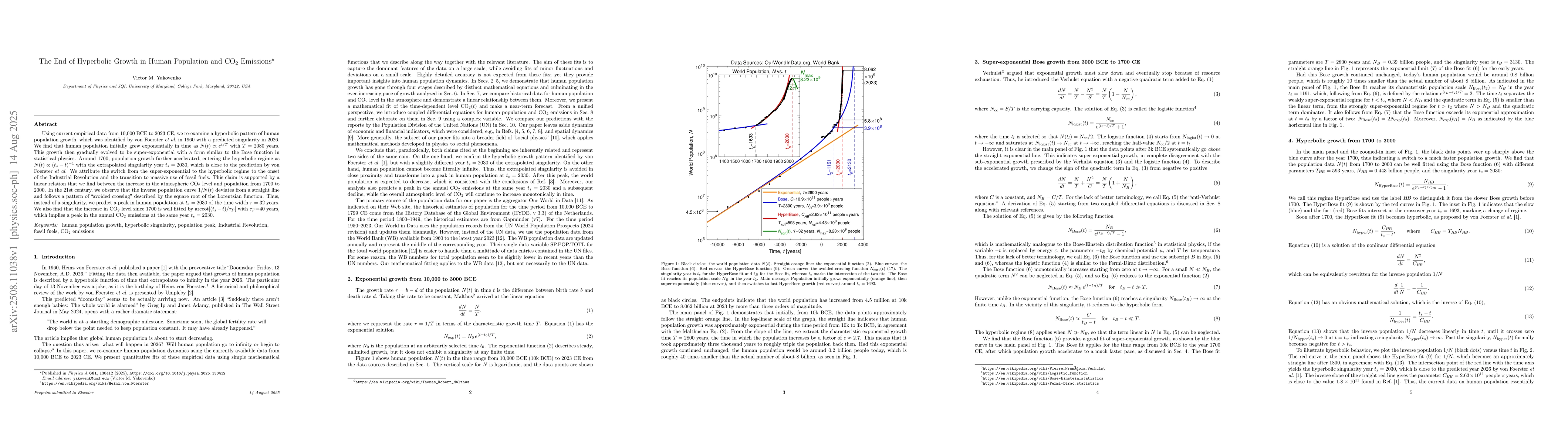 Thumbnail for The End of Hyperbolic Growth in Human Population and CO$_2$ Emissions