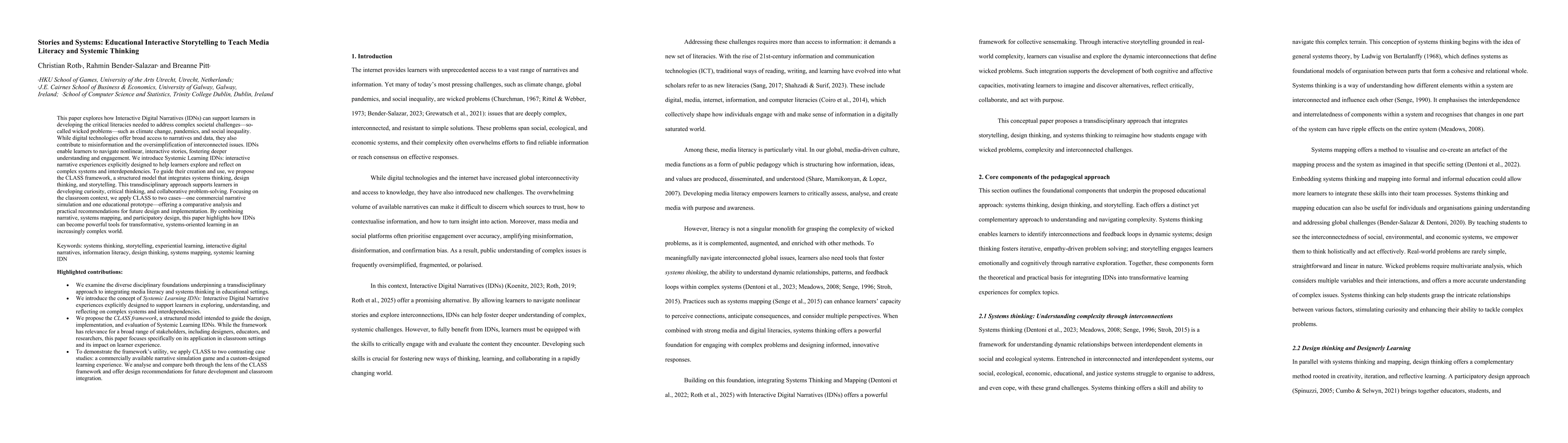 Thumbnail for Stories and Systems: Educational Interactive Storytelling to Teach Media
  Literacy and Systemic Thinking