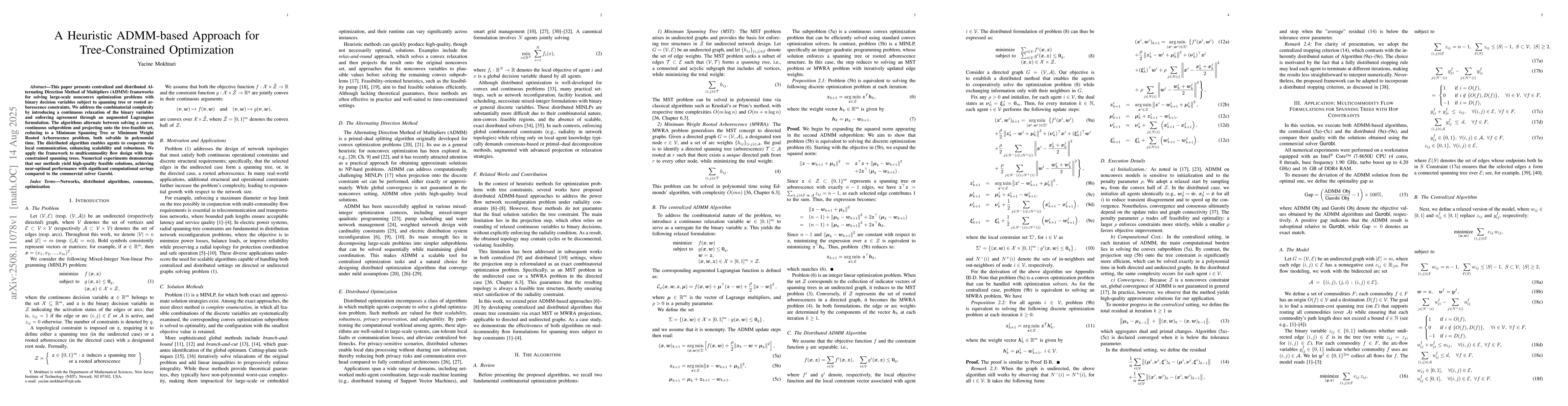 Thumbnail for A Heuristic ADMM-based Approach for Tree-Constrained Optimization