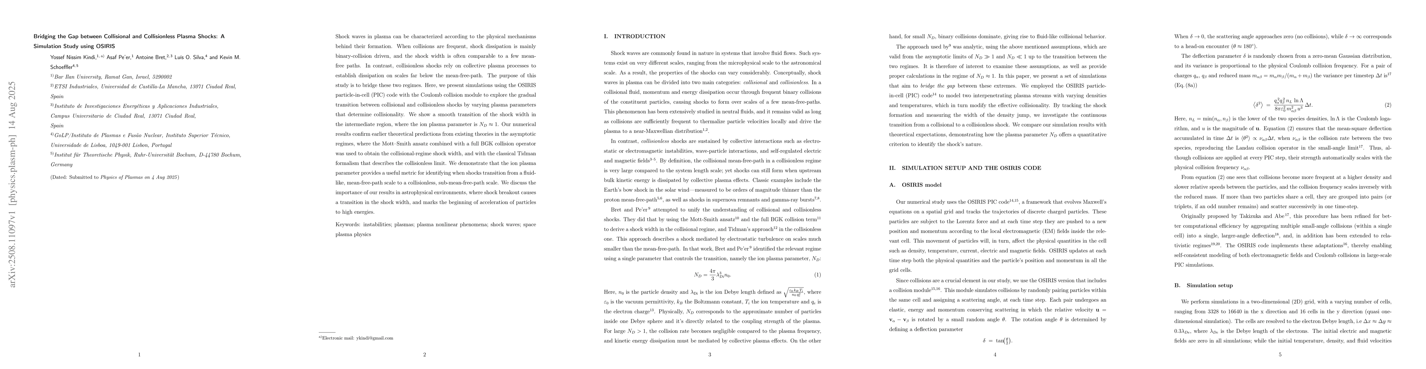 Thumbnail for Bridging the Gap between Collisional and Collisionless Plasma Shocks: A
  Simulation Study using OSIRIS