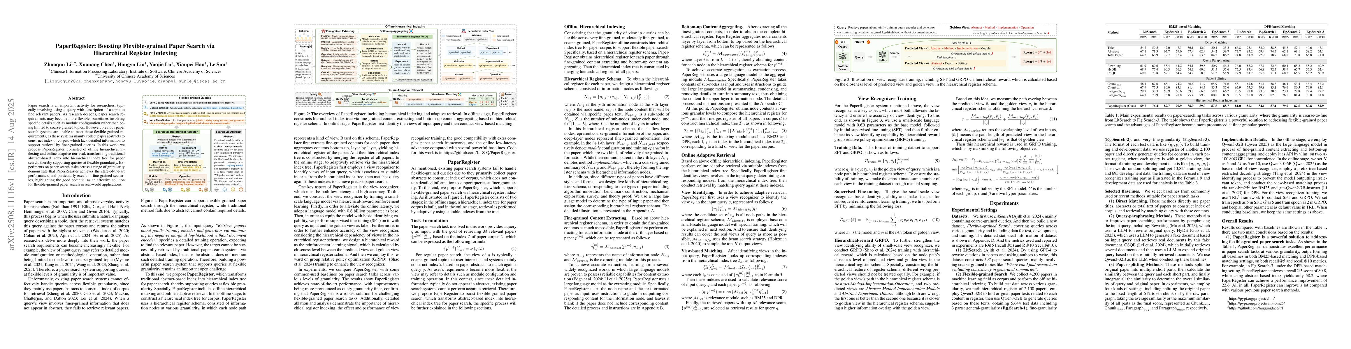 Thumbnail for PaperRegister: Boosting Flexible-grained Paper Search via Hierarchical
  Register Indexing