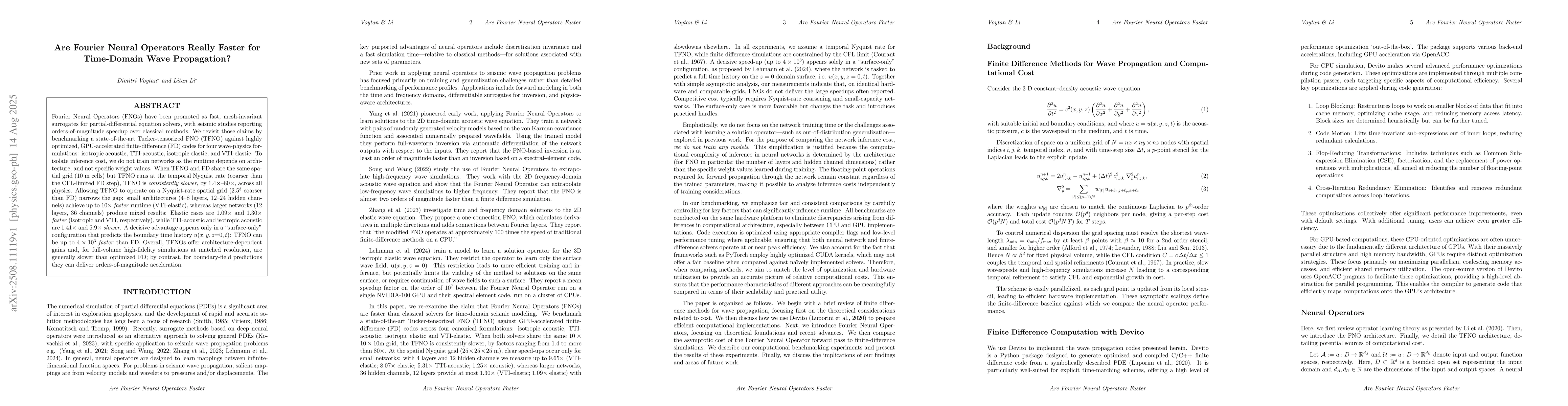 Thumbnail for Are Fourier Neural Operators Really Faster for Time-Domain Wave
  Propagation?