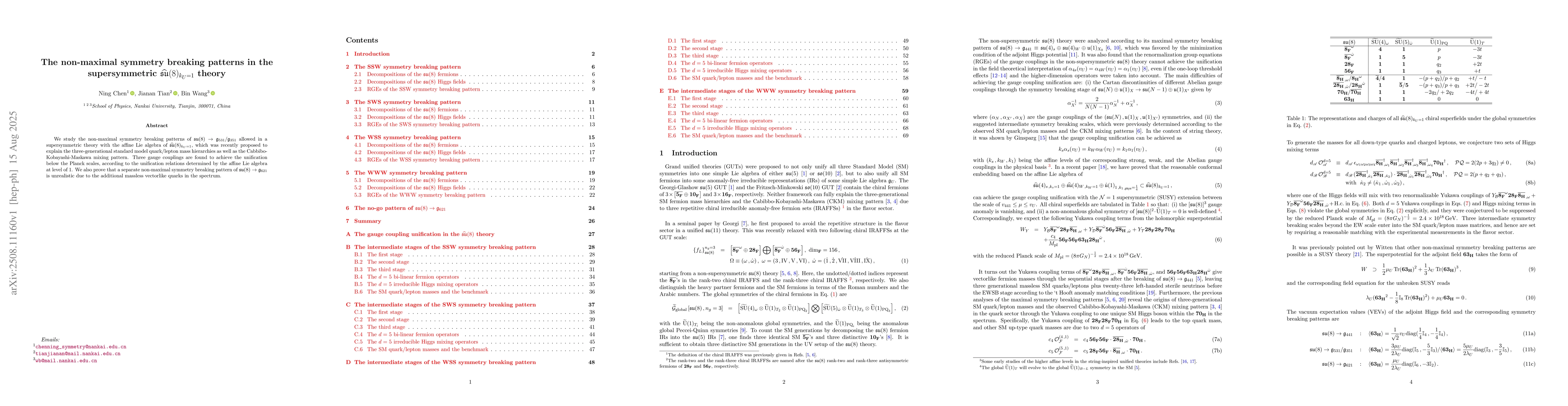 Thumbnail for The non-maximal symmetry breaking patterns in the supersymmetric
  $\widehat {\mathfrak{s} \mathfrak{u}}(8)_{k_U =1}$ theory