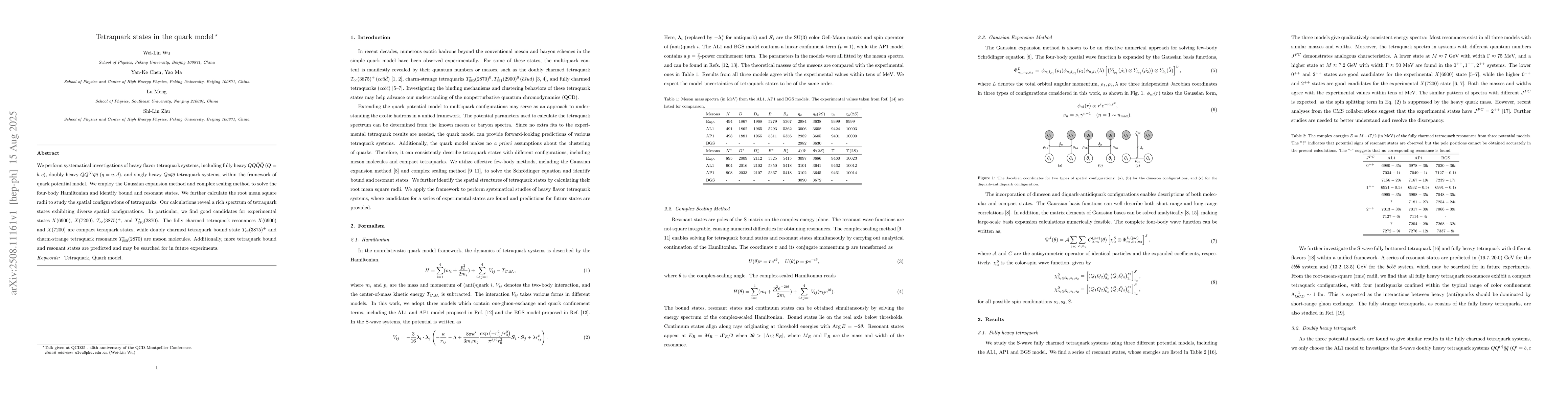 Thumbnail for Tetraquark states in the quark model