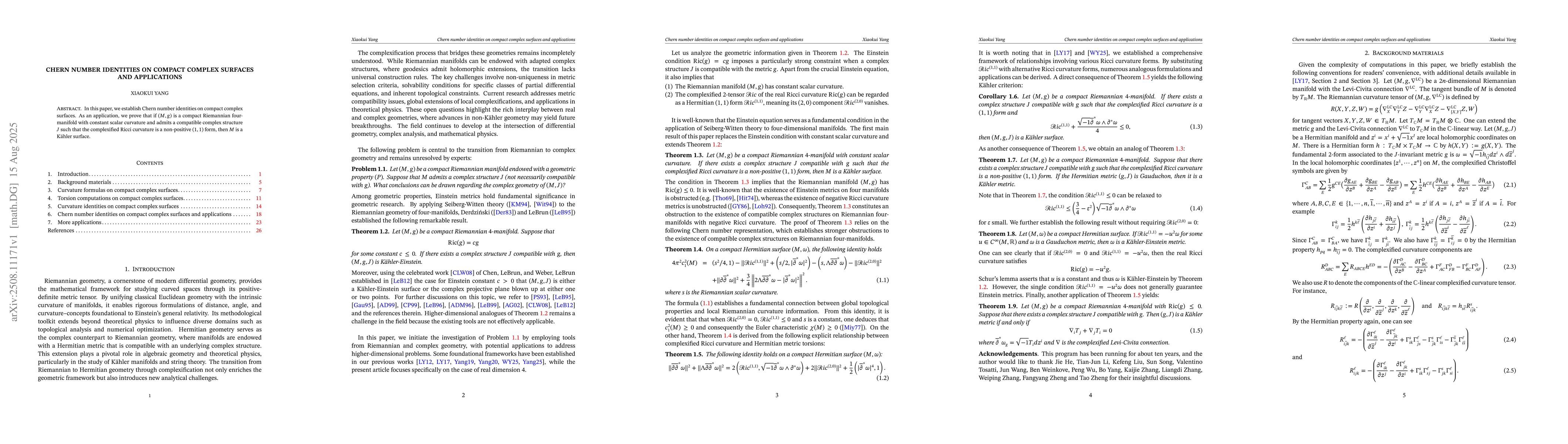 Thumbnail for Chern number identities on compact complex surfaces and applications