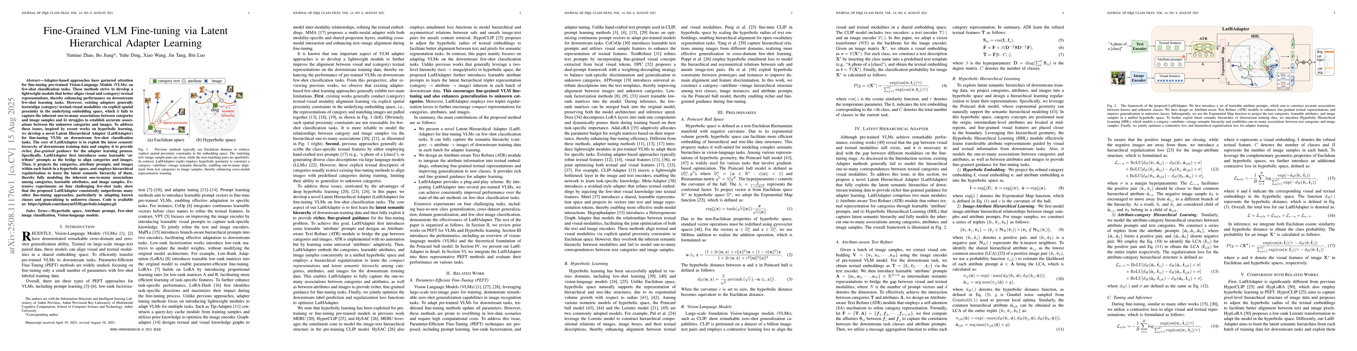 Thumbnail for Fine-Grained VLM Fine-tuning via Latent Hierarchical Adapter Learning