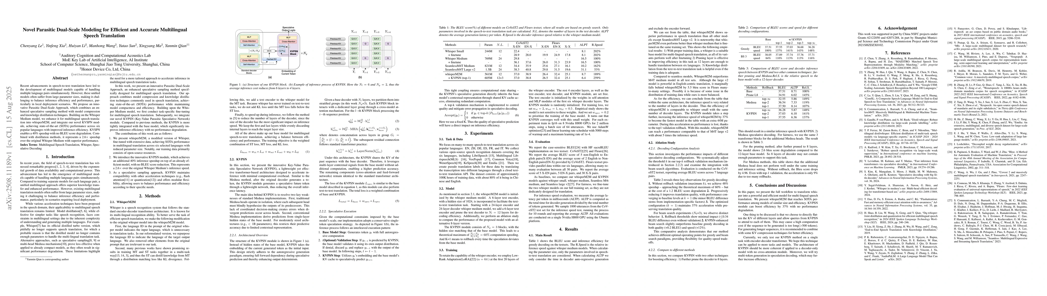 Thumbnail for Novel Parasitic Dual-Scale Modeling for Efficient and Accurate
  Multilingual Speech Translation