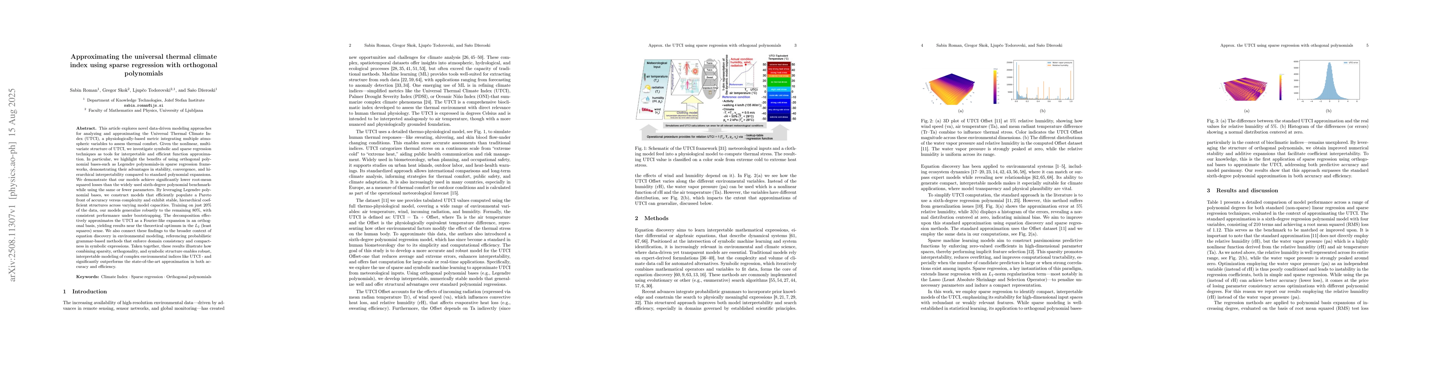 Thumbnail for Approximating the universal thermal climate index using sparse
  regression with orthogonal polynomials