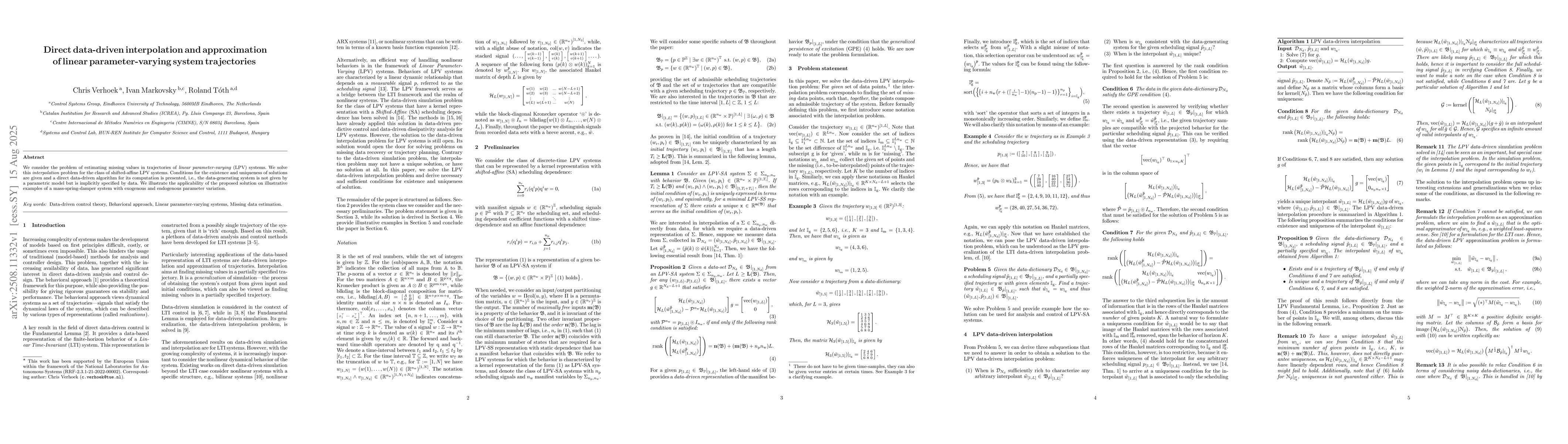 Thumbnail for Direct data-driven interpolation and approximation of linear
  parameter-varying system trajectories
