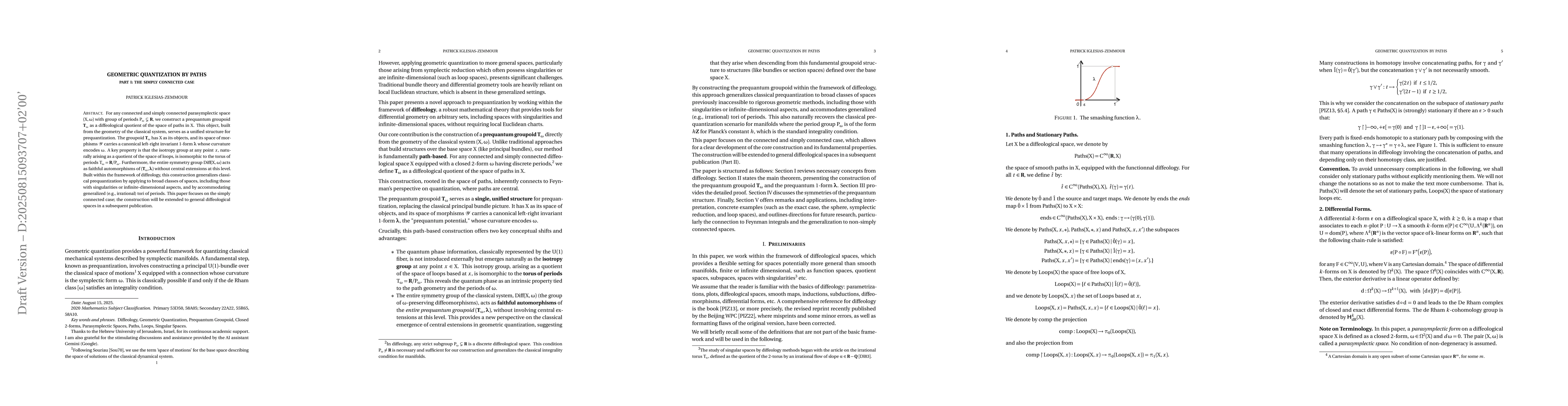 Thumbnail for Geometric Quantization by Paths -- Part I: The Simply Connected Case