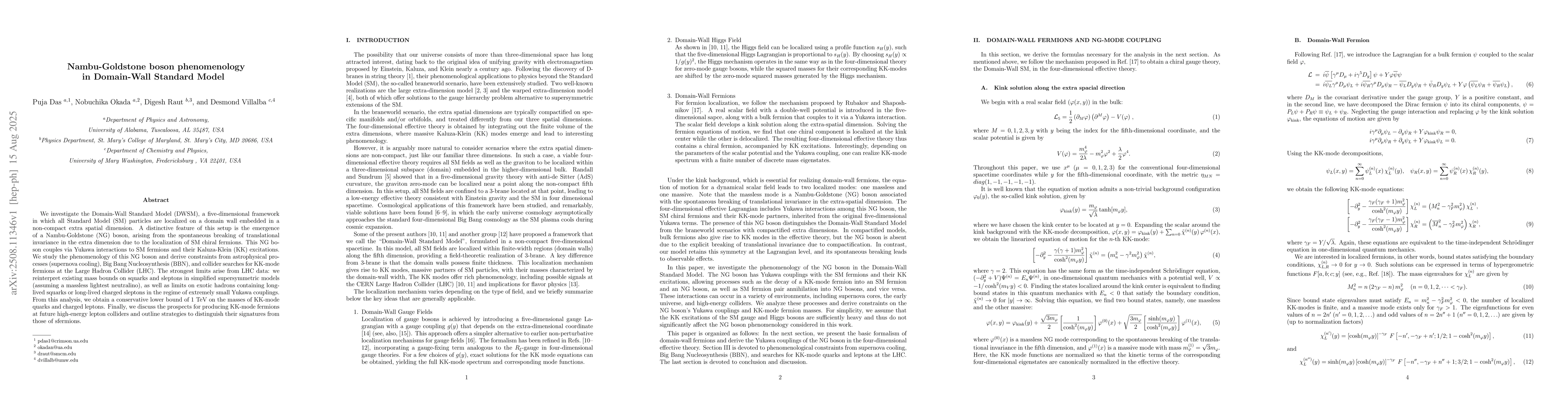 Thumbnail for Nambu-Goldstone boson phenomenology in Domain-Wall Standard Model