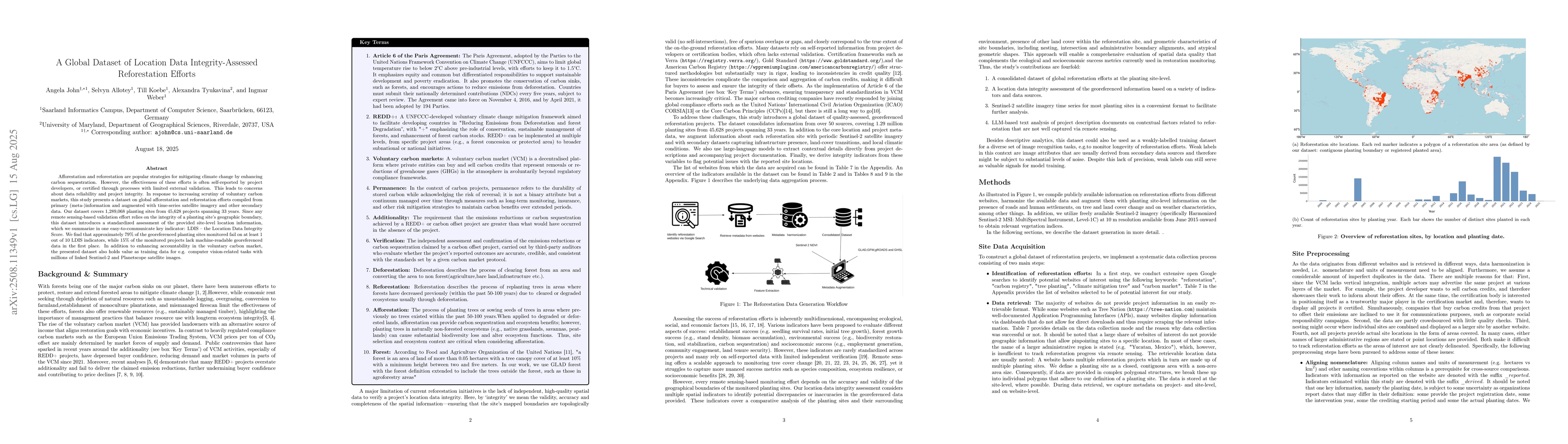 Thumbnail for A Global Dataset of Location Data Integrity-Assessed Reforestation
  Efforts