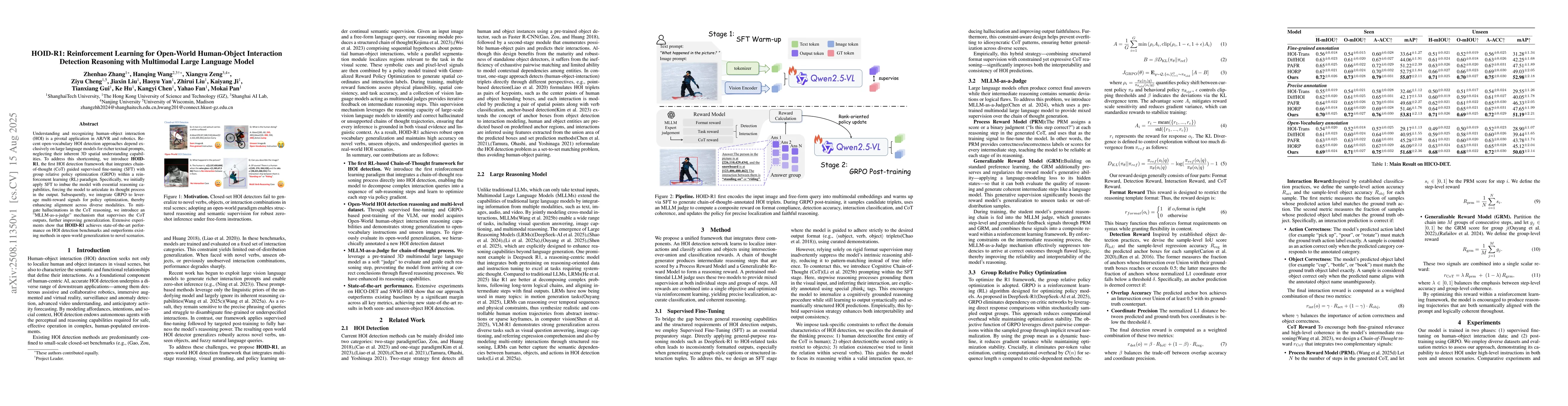 Thumbnail for HOID-R1: Reinforcement Learning for Open-World Human-Object Interaction
  Detection Reasoning with Multimodal Large Language Model