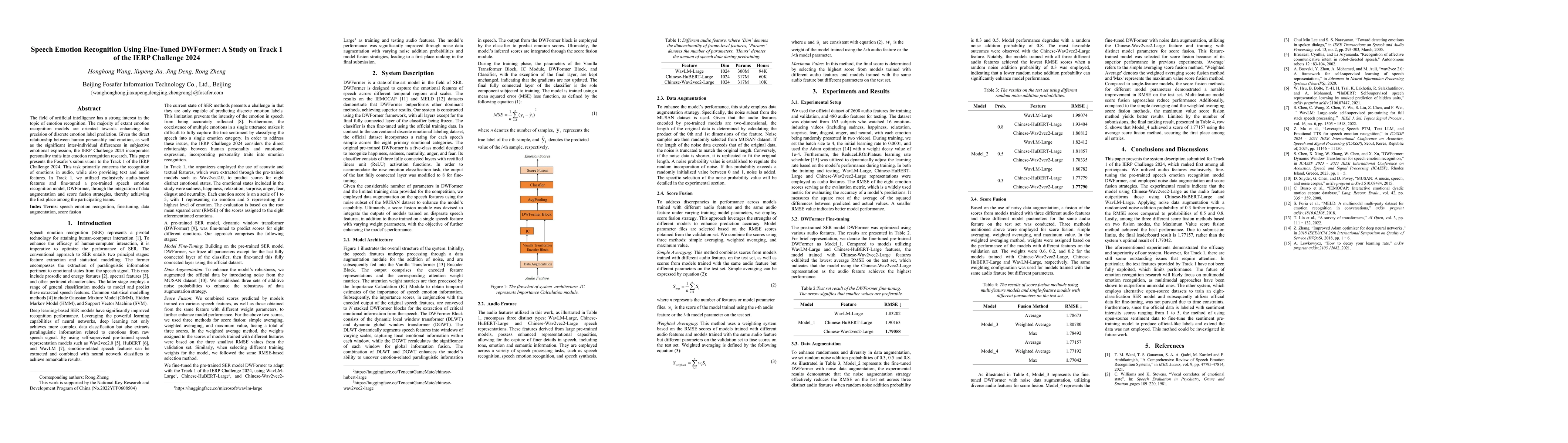 Thumbnail for Speech Emotion Recognition Using Fine-Tuned DWFormer:A Study on Track 1
  of the IERPChallenge 2024